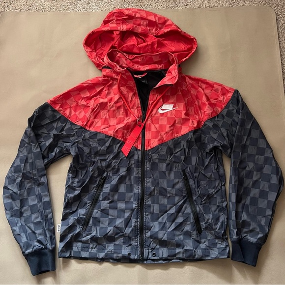Nike Windrunner Jacket Checkered Red And Black NSW Size small - Picture 4 of 12